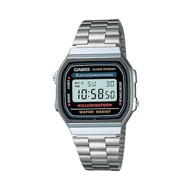 Casio Vintage A168WA-1WDF Black Digital Dial Silver Stainless Steel Band D131