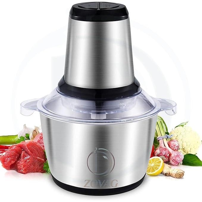 Food Chopper by D ZOVAG Food Processor Mini Electric with Grip 2L,350W Meat Grinder with 4 Bi-Level Blades, Stainless Steel Mincer for Kitchen, Vegetable, Onion, Garlic, Salad, Baby Food, Fruit, Nuts