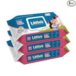 Little's Soft Cleansing Baby Wipes Lid, 80 Wipes (Pack of 3)